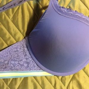 Aerie 36DD Bra periwinkle blue w striped band